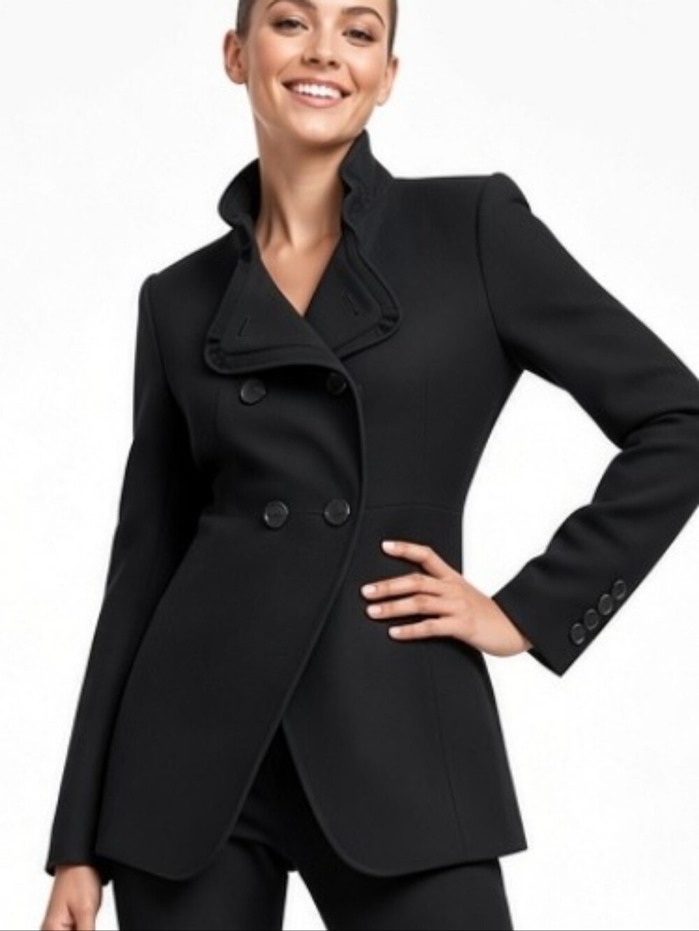 Ann Taylor Black Collared Tailored 100%wool  Fitted Blazer (Size:0)